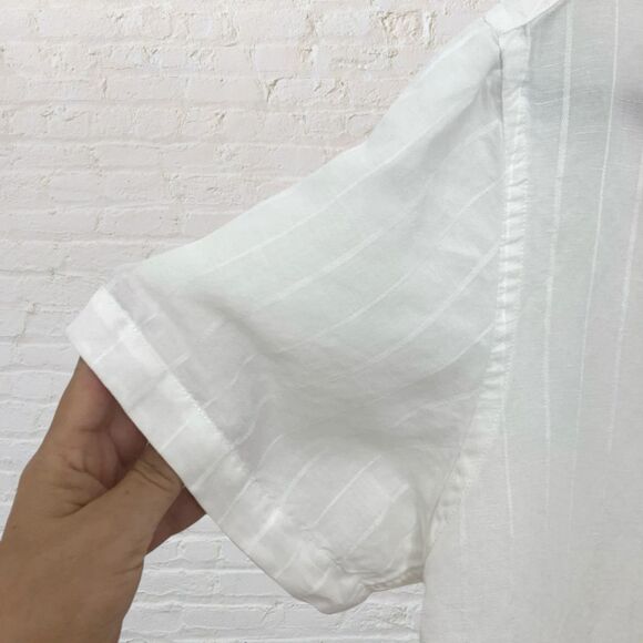 Perry Ellis Linen-Blend White Striped Shirt L - Picture 5 of 10